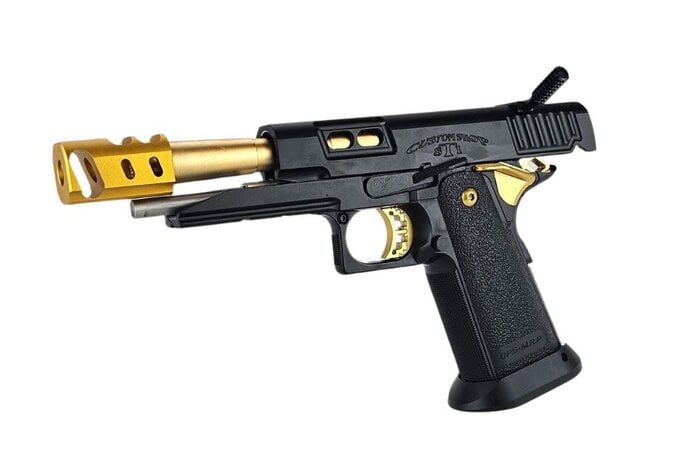 AEX Custom THE LONE STAR STI Tokyo Marui Hi Capa 5.1 Gas Blowback Pistol, Black / Gold