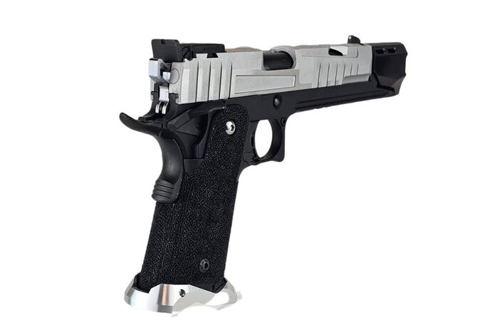 AEX Custom OCP CIVIC ORDER Tokyo Marui Hi Capa 5.1 Gas Blowback Pistol, Black / Silver