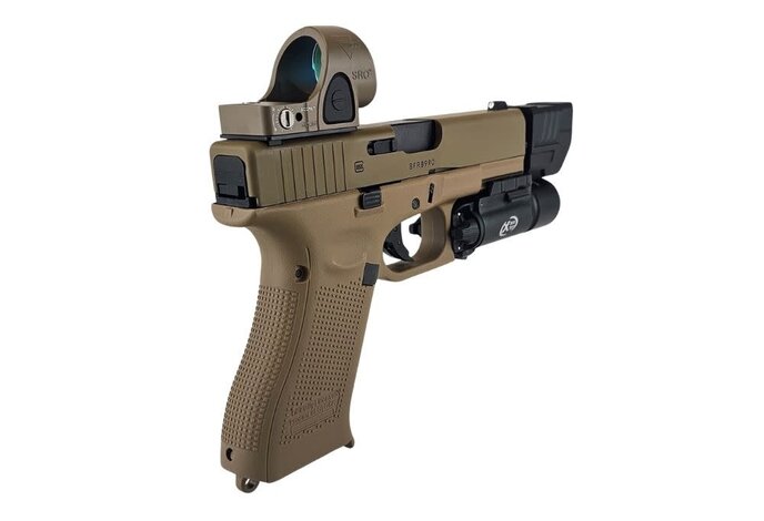 AEX Custom SANDMAN – Elite Force GLOCK 19x GBB Pistol FDE / BLK