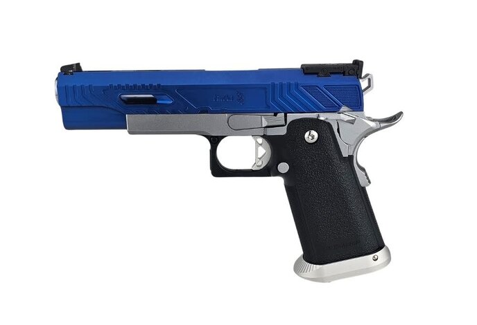 AEX Custom Sovereign Blue Tokyo Marui Hi Capa 5.1 Gas Blowback Pistol, Blue / Silver