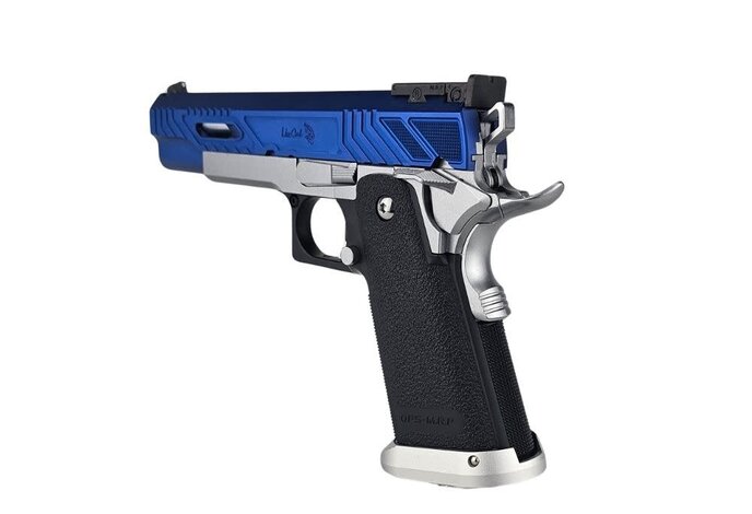 AEX Custom Sovereign Blue Tokyo Marui Hi Capa 5.1 Gas Blowback Pistol, Blue / Silver