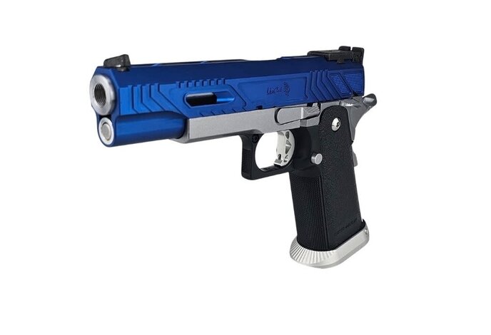 AEX Custom Sovereign Blue Tokyo Marui Hi Capa 5.1 Gas Blowback Pistol, Blue / Silver