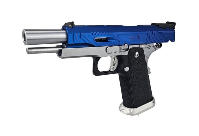 AEX Custom Sovereign Blue Tokyo Marui Hi Capa 5.1 Gas Blowback Pistol, Blue / Silver