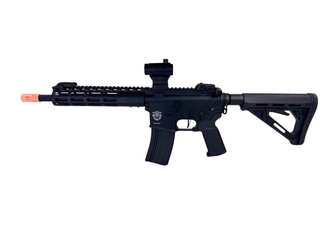 Classic Army MK18 Full Metal 10 inch MLOK Airsoft Electric Gun w/ Red Dot Sight, Black