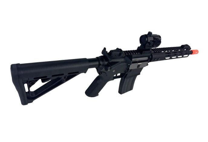 Classic Army MK18 Full Metal 10 inch MLOK Airsoft Electric Gun w/ Red Dot Sight, Black