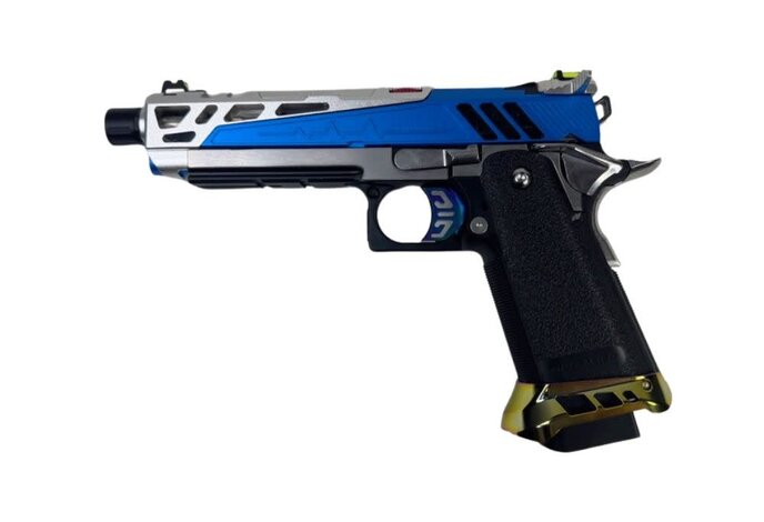 AEX CUSTOM BLUE STEEL Tokyo Marui Hi Capa 5.1 Gas Blowback Pistol, Blue / Silver