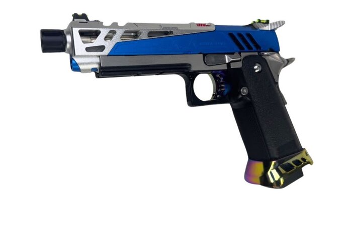 AEX CUSTOM BLUE STEEL Tokyo Marui Hi Capa 5.1 Gas Blowback Pistol, Blue / Silver
