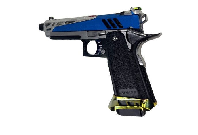 AEX CUSTOM BLUE STEEL Tokyo Marui Hi Capa 5.1 Gas Blowback Pistol, Blue / Silver