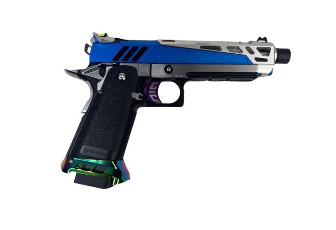 AEX CUSTOM BLUE STEEL Tokyo Marui Hi Capa 5.1 Gas Blowback Pistol, Blue / Silver