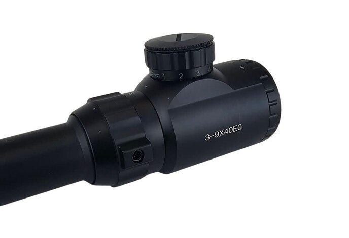 3-9X40E illuminated target scope, includes scope rings