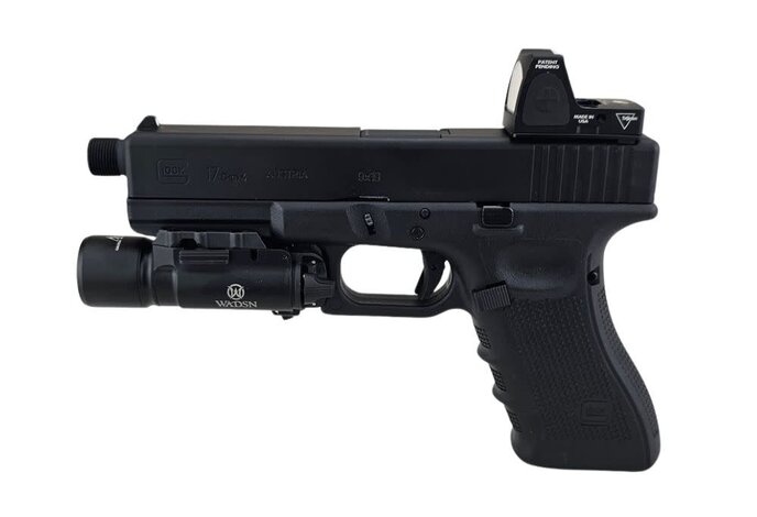 AEX Custom NIGHT WATCH  Elite Force GLOCK G17 GEN4 Green Gas Full Blowback Pistol by VFC Black