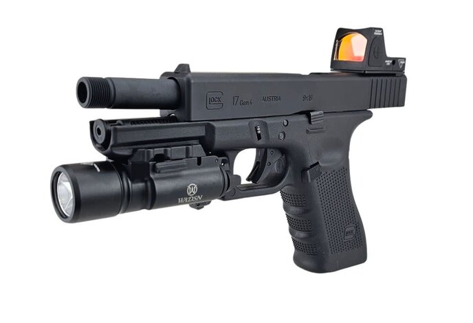 AEX Custom NIGHT WATCH  Elite Force GLOCK G17 GEN4 Green Gas Full Blowback Pistol by VFC Black