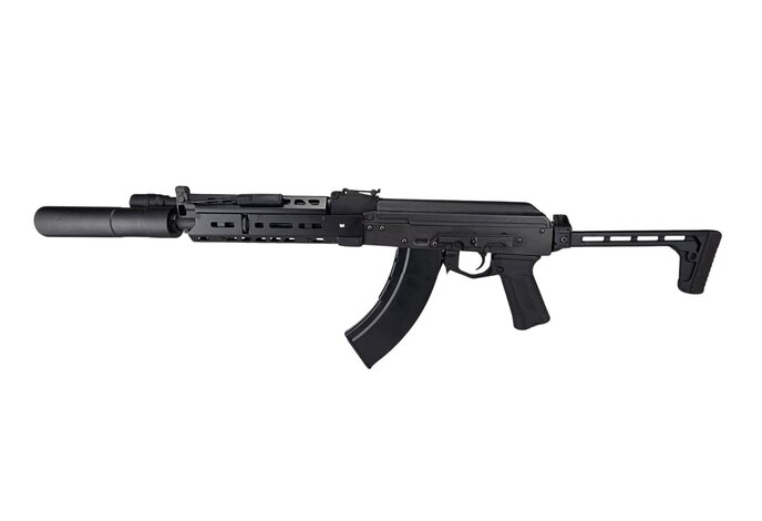 AEX Custom ENTRENCHED LCT AK-104 Steel AEG Airsoft Rifle w/ ASTER v2 - Battery / Charger Combo Black