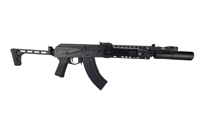 AEX Custom ENTRENCHED LCT AK-104 Steel AEG Airsoft Rifle w/ ASTER v2 - Battery / Charger Combo Black