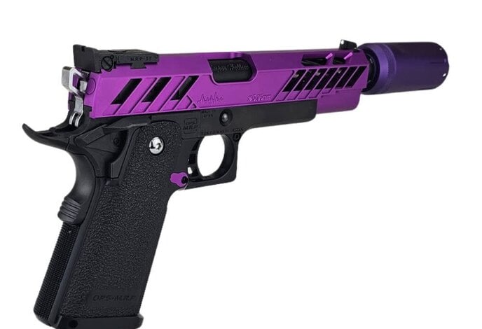 AEX Custom SACTOWN PROUD Tokyo Marui Hi Capa 5.1 Gas Blowback Pistol, Purple / Black