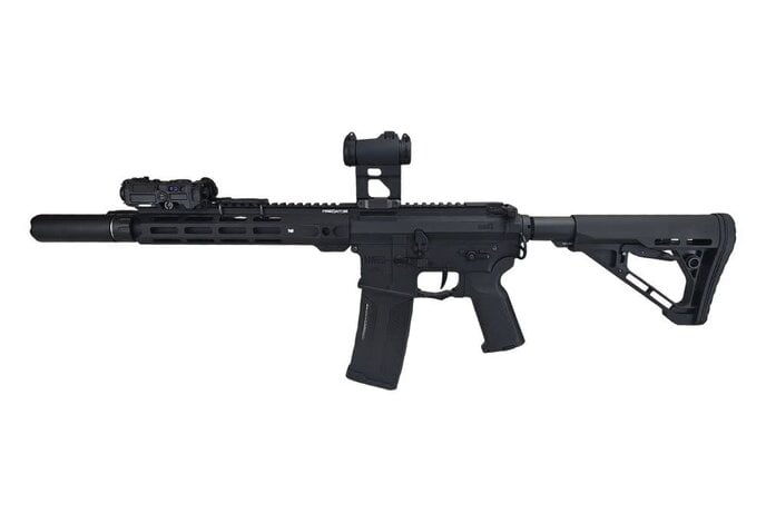 AEX Custom HIGH ROLLER Lancer Tactical Gen 4 Predator Delta 10" Rail Faxon Sight Gate ASTER, Black