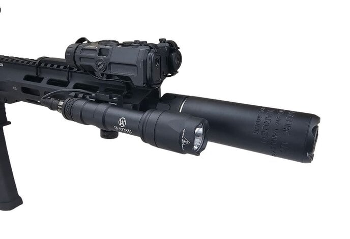 AEX Custom HIGH ROLLER Lancer Tactical Gen 4 Predator Delta 10" Rail Faxon Sight Gate ASTER, Black