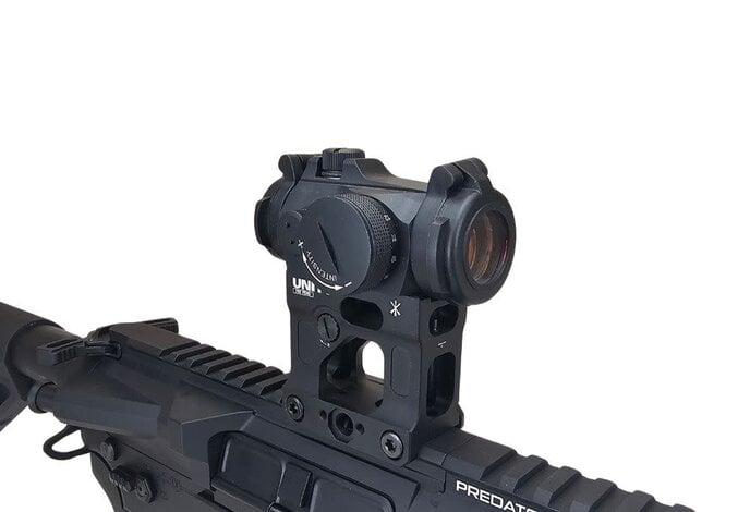 AEX Custom HIGH ROLLER Lancer Tactical Gen 4 Predator Delta 10" Rail Faxon Sight Gate ASTER, Black