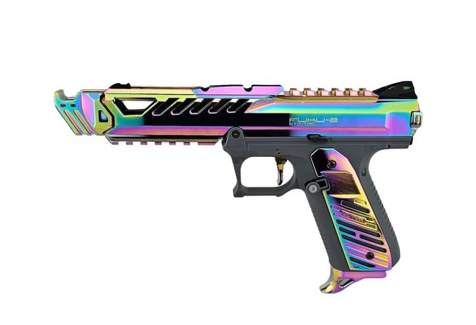 AEX Custom ABALONE SHELL - Action Army AAP-01 Gas Blowback Gun, Gray / Rainbow