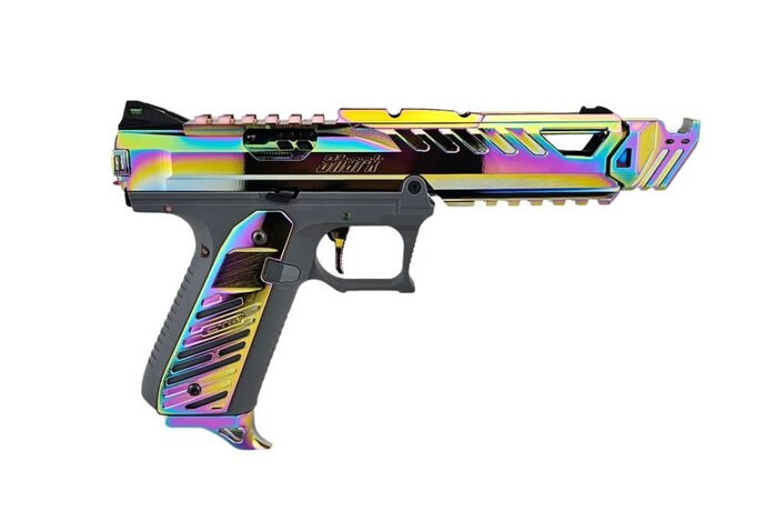 AEX Custom ABALONE SHELL - Action Army AAP-01 Gas Blowback Gun, Gray / Rainbow
