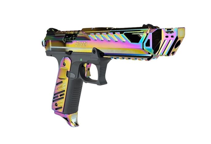 AEX Custom ABALONE SHELL - Action Army AAP-01 Gas Blowback Gun, Gray / Rainbow