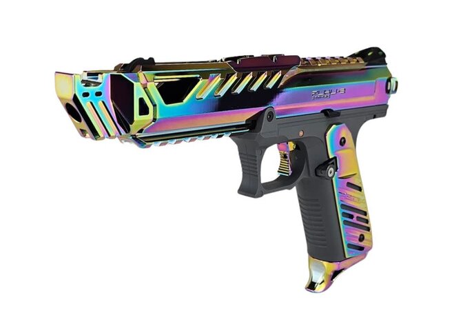 AEX Custom ABALONE SHELL - Action Army AAP-01 Gas Blowback Gun, Gray / Rainbow