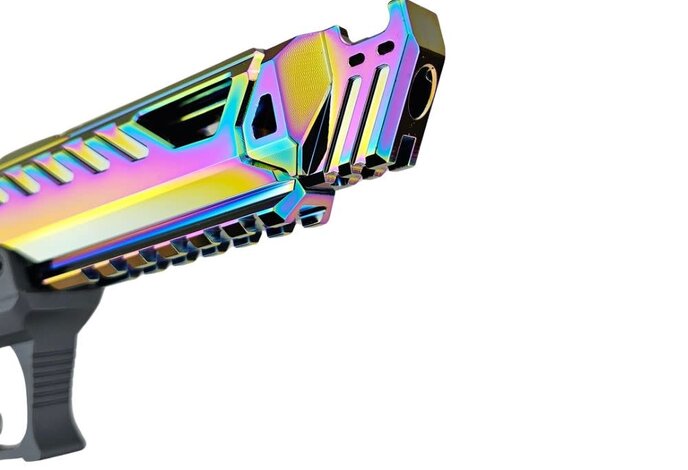 AEX Custom ABALONE SHELL - Action Army AAP-01 Gas Blowback Gun, Gray / Rainbow