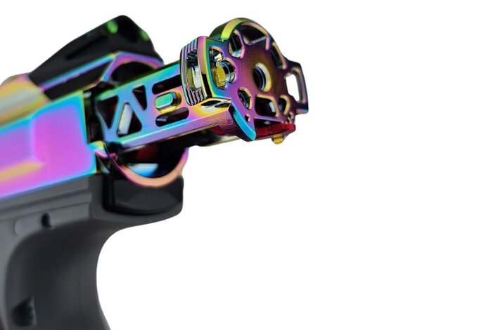 AEX Custom ABALONE SHELL - Action Army AAP-01 Gas Blowback Gun, Gray / Rainbow