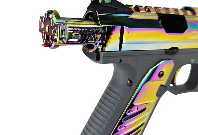 AEX Custom ABALONE SHELL - Action Army AAP-01 Gas Blowback Gun, Gray / Rainbow