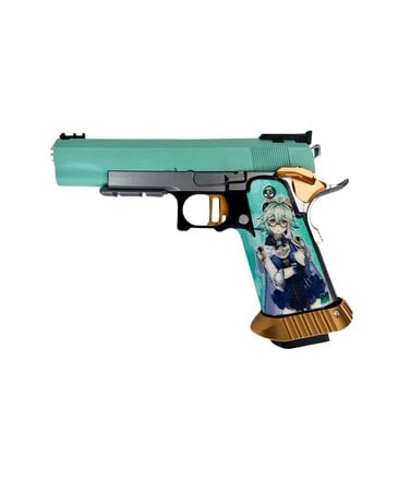 Airsoft Extreme AEX CUSTOM SUCROSE SIMP GAT Tokyo Marui Hi Capa 5.1 Gas Blowback Pistol, Teal/Orange