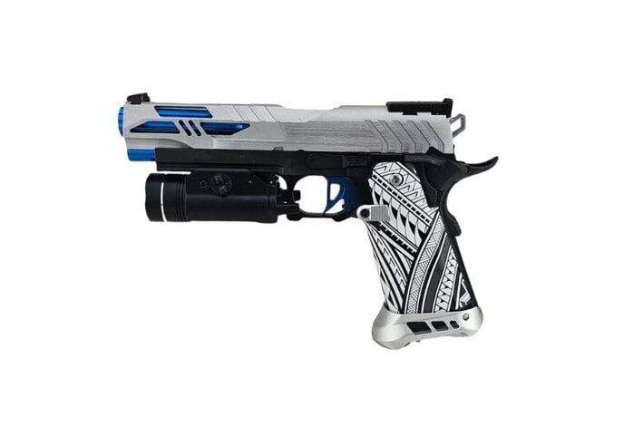 AEX Custom OVER THE HORIZON Tokyo Marui Hi Capa 5.1 Gas Blowback Pistol Silver / Blue / Black