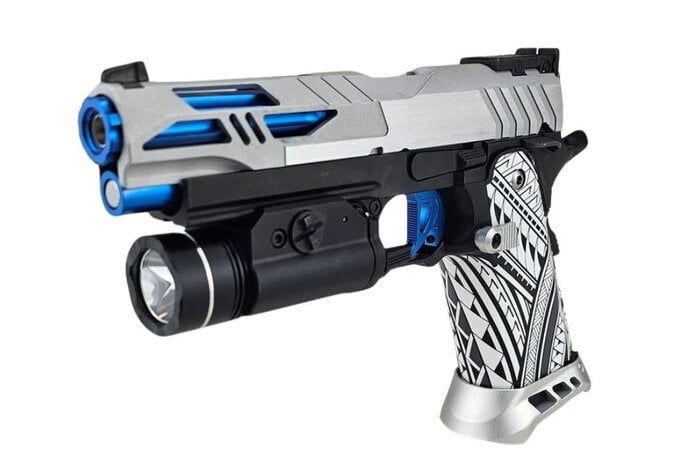 AEX Custom OVER THE HORIZON Tokyo Marui Hi Capa 5.1 Gas Blowback Pistol Silver / Blue / Black