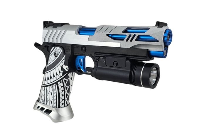 AEX Custom OVER THE HORIZON Tokyo Marui Hi Capa 5.1 Gas Blowback Pistol Silver / Blue / Black