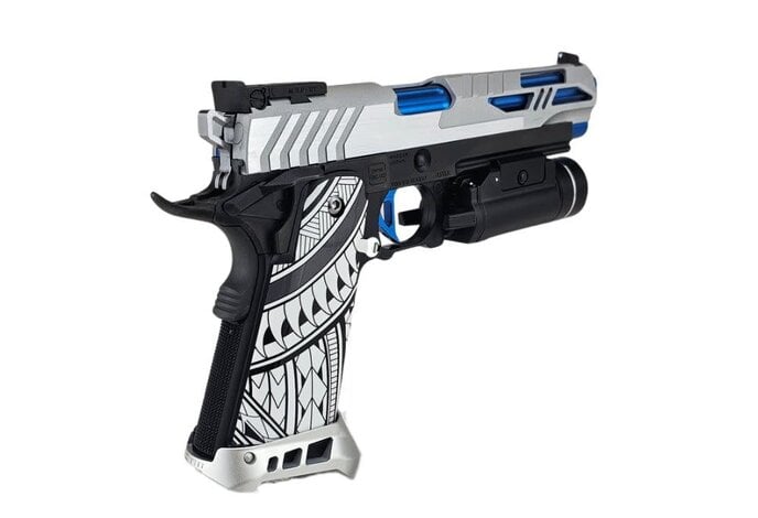 AEX Custom OVER THE HORIZON Tokyo Marui Hi Capa 5.1 Gas Blowback Pistol Silver / Blue / Black