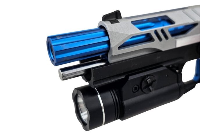 AEX Custom OVER THE HORIZON Tokyo Marui Hi Capa 5.1 Gas Blowback Pistol Silver / Blue / Black