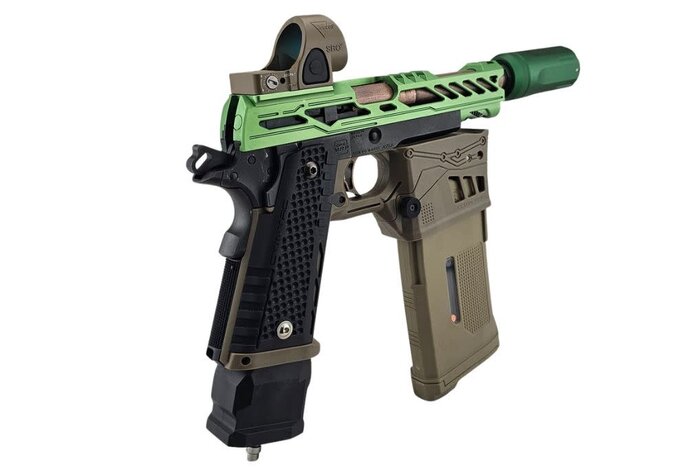 AEX Custom YGGDRASIL THE TREE OF LIFE Tokyo Marui Hi Capa 5.1 HPA Pistol Matcha Green / Brown/ Black