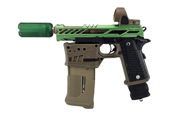 AEX Custom YGGDRASIL THE TREE OF LIFE Tokyo Marui Hi Capa 5.1 HPA Pistol Matcha Green / Brown/ Black