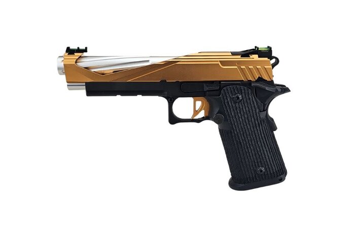 AEX Custom THE BLACK OPS - Tokyo Marui Hi Capa 5.1 Gas Blowback Pistol, Orange / Black