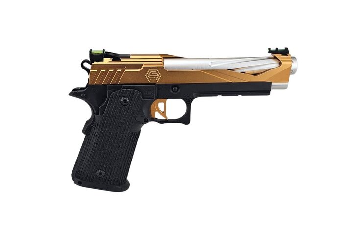 AEX Custom THE BLACK OPS - Tokyo Marui Hi Capa 5.1 Gas Blowback Pistol, Orange / Black