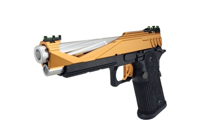AEX Custom THE BLACK OPS - Tokyo Marui Hi Capa 5.1 Gas Blowback Pistol, Orange / Black