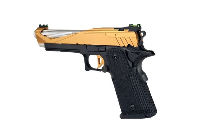 AEX Custom THE BLACK OPS - Tokyo Marui Hi Capa 5.1 Gas Blowback Pistol, Orange / Black