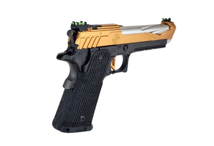 AEX Custom THE BLACK OPS - Tokyo Marui Hi Capa 5.1 Gas Blowback Pistol, Orange / Black