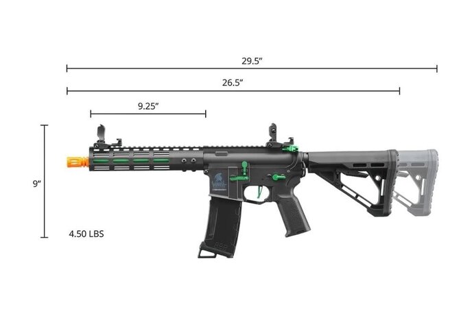 Lancer Tactical Gen 3 ZION ETU Archon 9" M-LOK M4 Airsoft Rifle w/ Delta Stock (Black & Green)