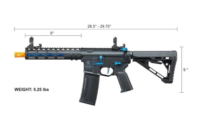 Lancer Tactical Gen 3 ZION ETU Archon 9" M-LOK M4 Airsoft Rifle w/ Delta Stock (Black & Blue)