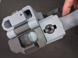 Sliding the ASG CZ Scorpion EVO 3 A1 stock assembly off the receiver