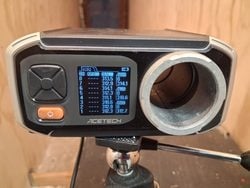Chronograph reading after M95 spring installation showing reduced Scorpion EVO FPS