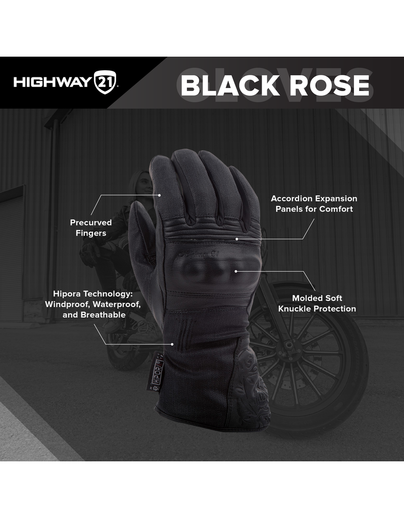 Highway 21 Highway 21 Black Rose Womens Winter Glove