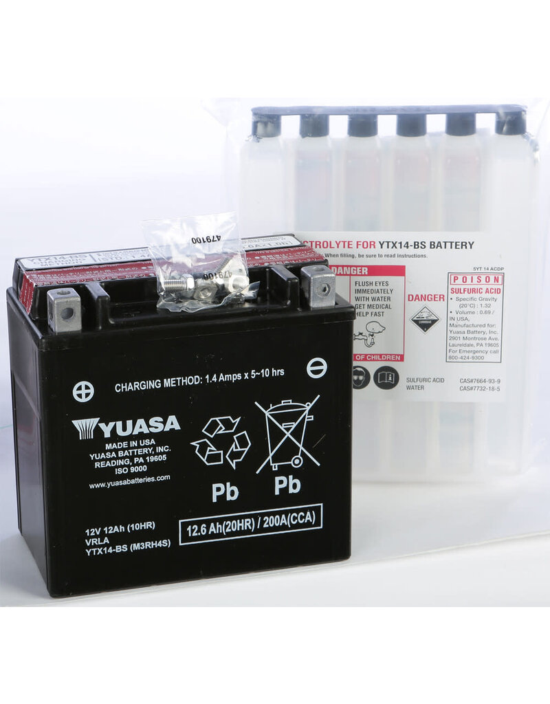 Battery - Yuasa - YTX14-BS - GTS/GTV 250, BV250/500, MP3 250, MP3 500 HPE