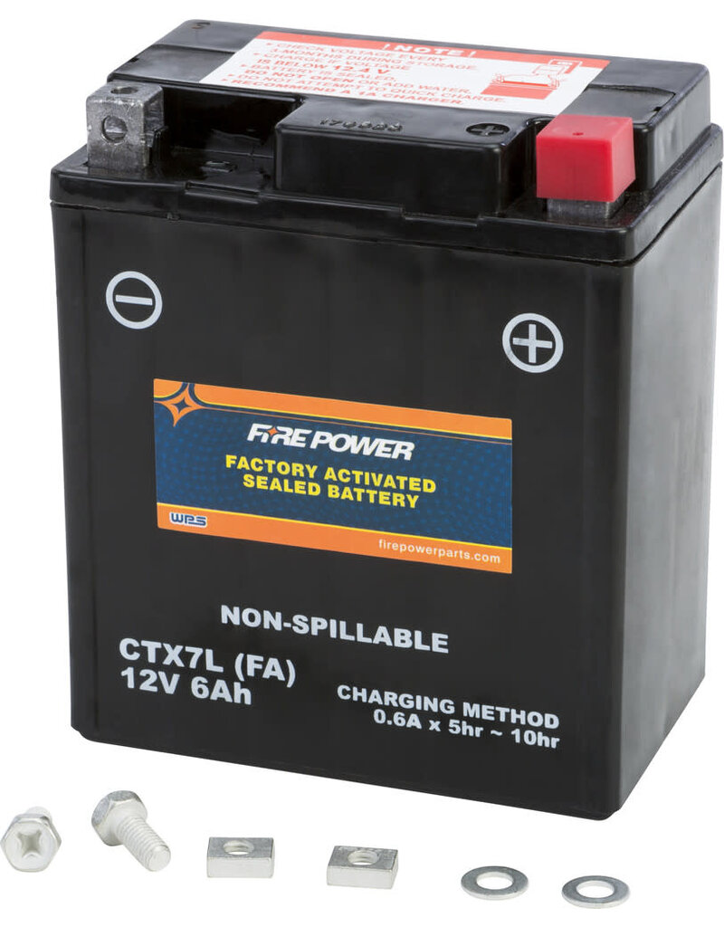 FIRE POWER Factory Activated Battery - Fire Power CTX7L-BS (Equivalent to YTX7L-BS)