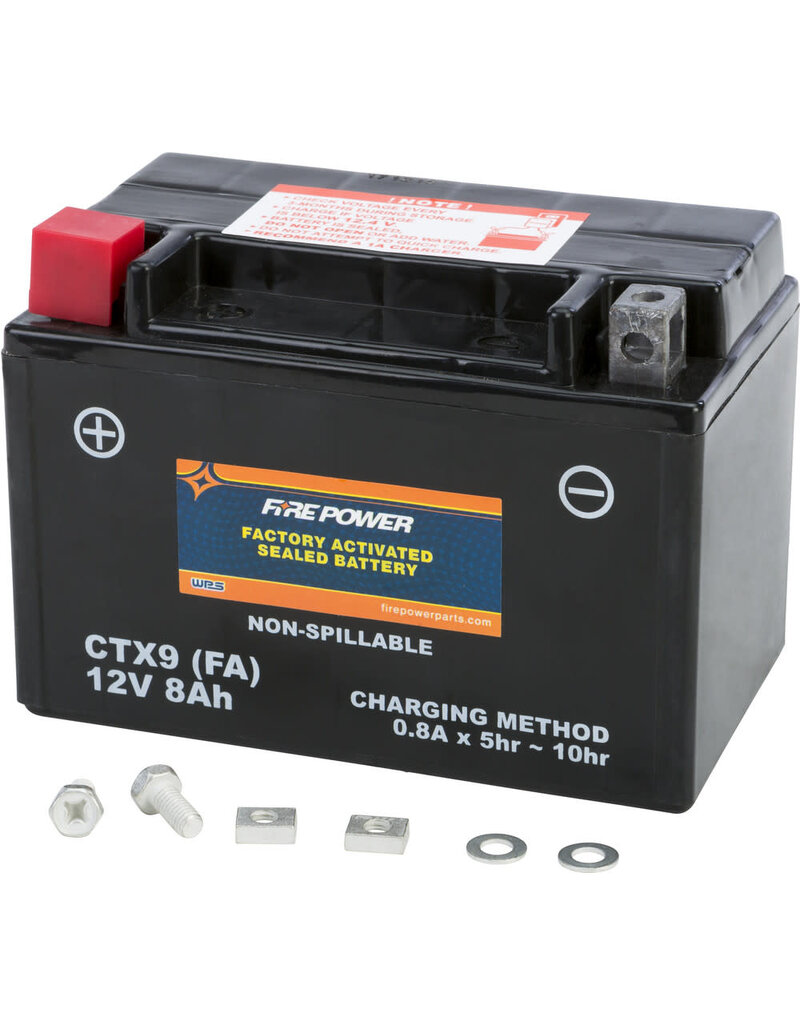 FIRE POWER Factory Activated Battery - Fire Power CTX9-BS (FA Equivalent to YTX9-BS)
